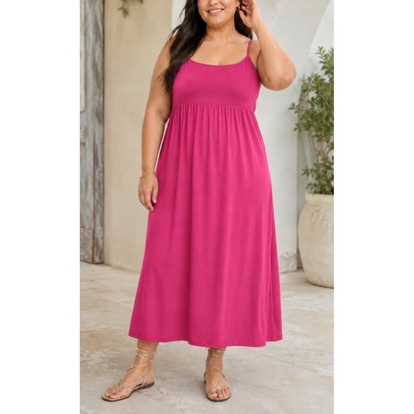 Old Navy Dresses & Skirts - NWT Old Navy Fit & Flare Cami Midi Dress Polarized Pink Stretch Plus Size 2X